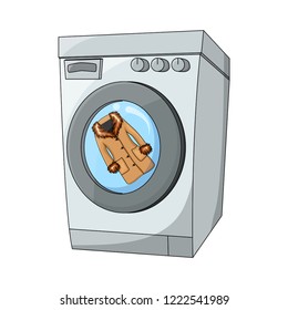 fur and cartoon washing machine design isolated on white background
