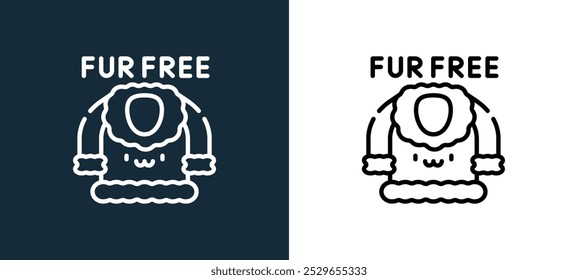 fur coat icon isolated on white and black colors. fur coat outline linear vector icon from world vegetarian day collection for mobile apps, web and ui.