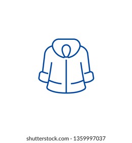 Fur coat line icon concept. Fur coat flat  vector symbol, sign, outline illustration.
