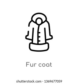 fur coat vector line icon. Simple element illustration. fur coat outline icon from winter concept. Can be used for web and mobile