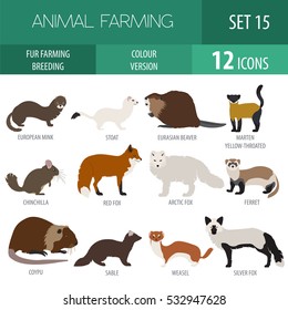 Fur farming. Flat design. Vector illustration