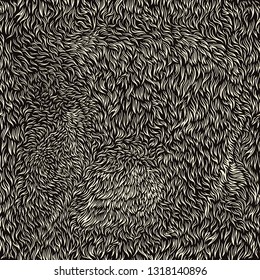 Fur. Hand drawn engraving. Editable vector vintage illustration. Seamless wallpaper pattern. 8 EPS 