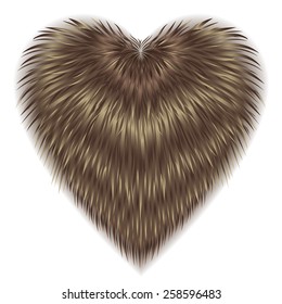 Fur heart isolated on white background