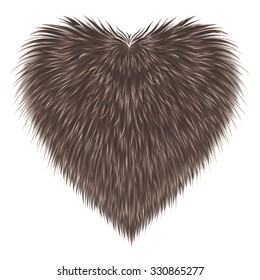 Fur  heart isolated on white background