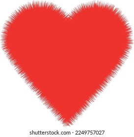 Fur heart for Valentine's Day and  mother's day. Red fluffy heart vector on white background