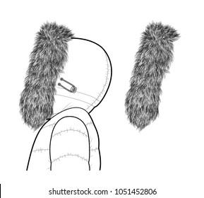 Fur for Hood vector illustration flat sketches template