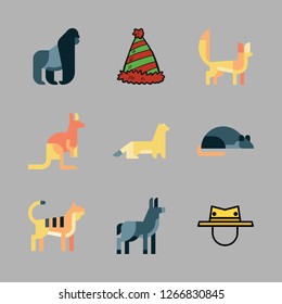 fur icon set. vector set about gorilla, ermine, hat and donkey icons set.