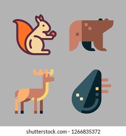 fur icon set. vector set about bear, squirrel, animals and deer icons set.