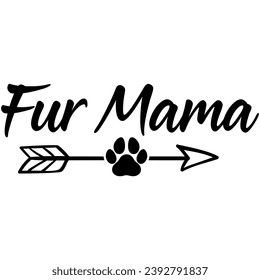 fur mama black vector graphic design and cut file