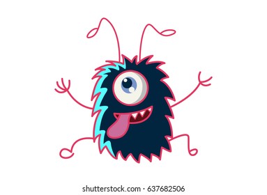 Fur Monster . Vector Illustration. Isolated on white background.