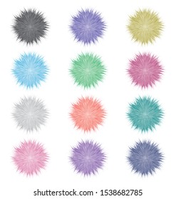 Fur pom pom flat fashion vector design 12 colors