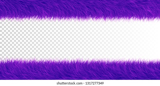 Fur realistic border elements for festive design isolated on transparent background - Vector