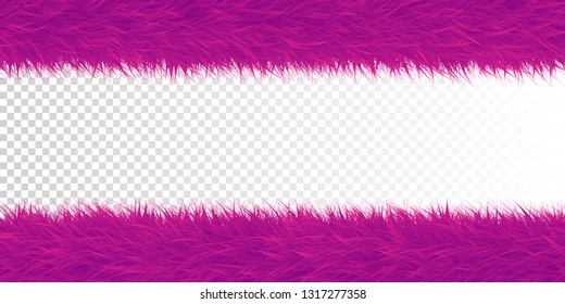 Fur realistic border elements for festive design isolated on transparent background - Vector