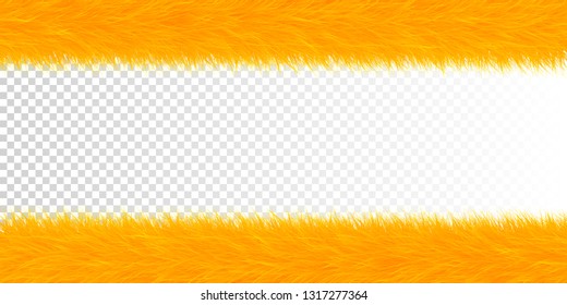 Fur realistic border elements for festive design isolated on transparent background - Vector