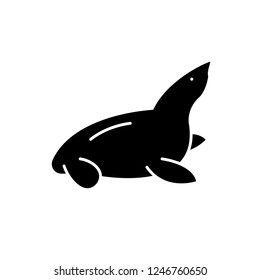 Fur seal black icon, vector sign on isolated background. Fur seal concept symbol, illustration 