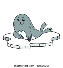 fur seal coloring book. vector illustration
