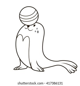 fur seal coloring book. vector illustration