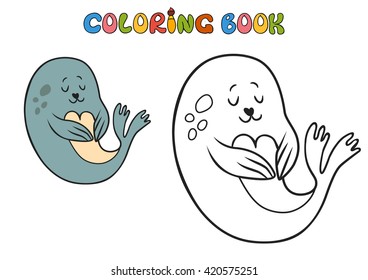 fur seal coloring book. vector illustration