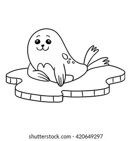 fur seal coloring book. vector illustration