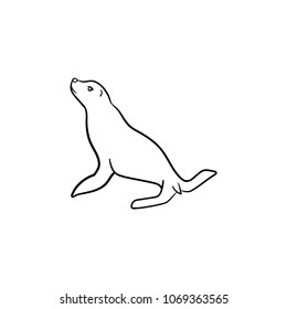 Fur seal hand drawn outline doodle icon. Vector sketch illustration of fur seal for print, web, mobile and infographics isolated on white background.