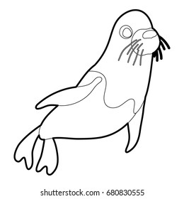 Fur seal icon in outline style isolated on white vector illustration