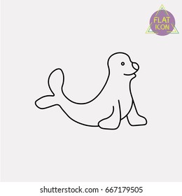 fur seal line icon