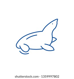 Fur seal line icon concept. Fur seal flat  vector symbol, sign, outline illustration.