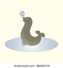 Fur seal playing with ball