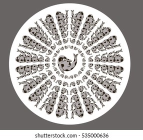 fur seal print, circle