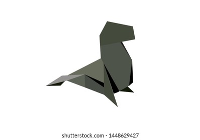 
fur seal vector flat design origami style