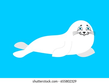 Fur Seal white isolated. small sea calf. Animal of Arctic and Antarctic