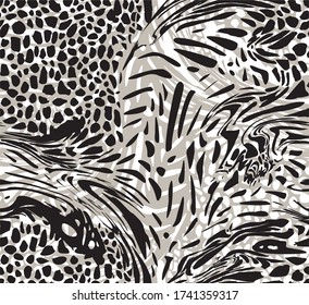 Fur seamless pattern. Abstract vector background.