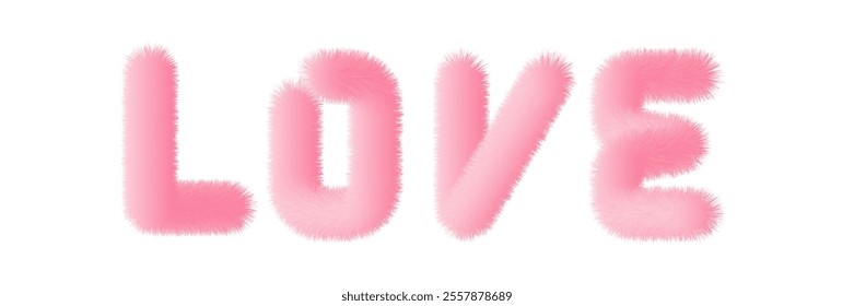 Fur texture phrase Love. Vector illustration