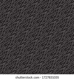 Fur texture wild animal skin black white seamless pattern. Vector illustration.