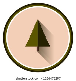 A fur tree icon in a circle flat style illustration