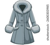 Fur winter coat isolated vector illustration on white background