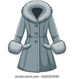 Fur winter coat isolated vector illustration on white background