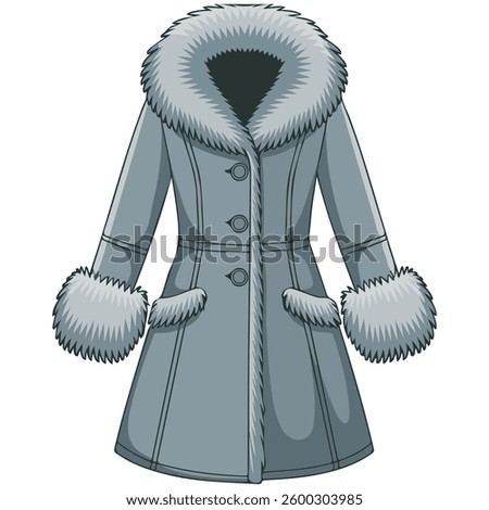 Fur winter coat isolated vector illustration on white background