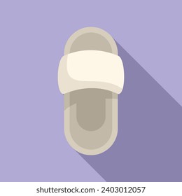 Fur winter slippers icon flat vector. Shoes fun indoor. Winter floor
