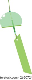 Furin - Japonês Wind Chime Soprando no Vento - Ilustração Vetorial
