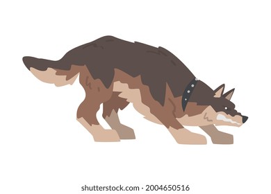 Furious Aggressive Brown Dog Baring its Teeth Vector Illustration