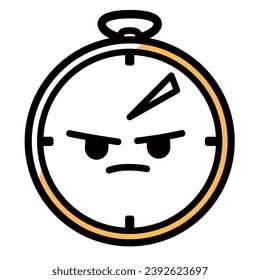 Furious alarm clock with intense angry expression.