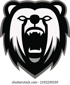 Furious bear sport vector logo concept isolated on white background. Modern predator professional team badge design. Premium quality wild animal t-shirt tee print illustration.Grizzly bear Logo design