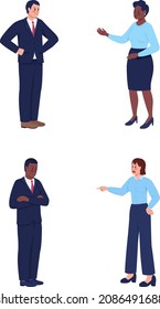 Furious boss semi flat color vector character set. Posing figure. Full body person on white. Corporate work isolated modern cartoon style illustration for graphic design and animation pack