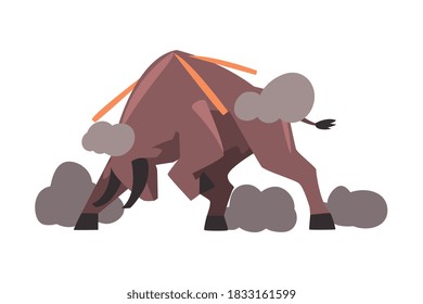 Furious Bull, Spanish Corrida Traditional Performance Element Cartoon Style Vector Illustration