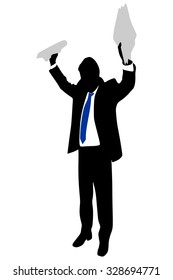 Furious businessman holding some documents