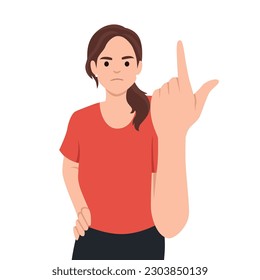 Furious businesswoman feel emotional screaming and scolding. woman point with finger shout and lecture. Flat vector illustration isolated on white background