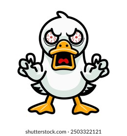  Furious Cartoon Duckling Funny Illustration