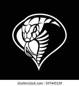 Furious cobra head mono sport vector logo concept isolated on dark background. Modern military professional team badge design. Premium quality wild snake t-shirt tee print illustration.