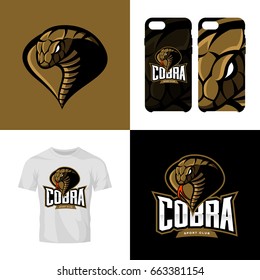 Furious cobra head sport club isolated vector logo concept. Modern professional team badge mascot design. Premium quality wild animal t-shirt tee print illustration. Smart phone case accessory emblem.